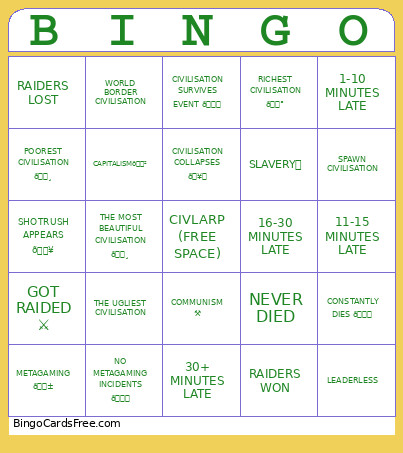 CIVLABS E6 Bingo Card