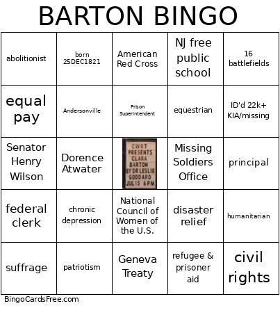 Clara Barton Bingo Card