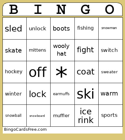 Class B Bingo Card