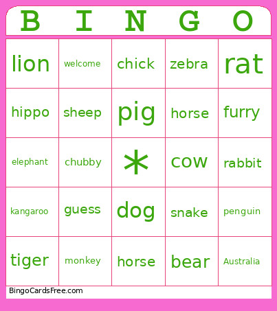Class B Bingo Card 2