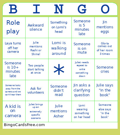 Class Bingo Card