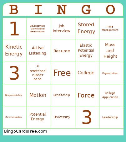 Class Bingo Card