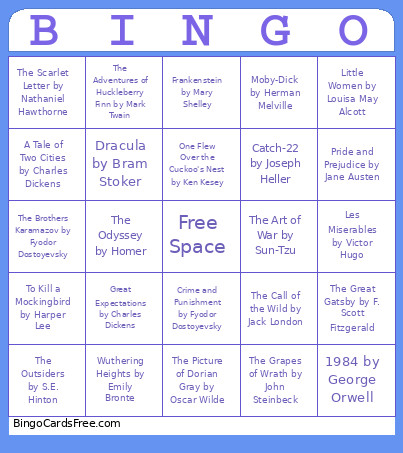 Classic Book Recs Bingo Card