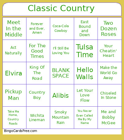 Classic Country Bingo Card