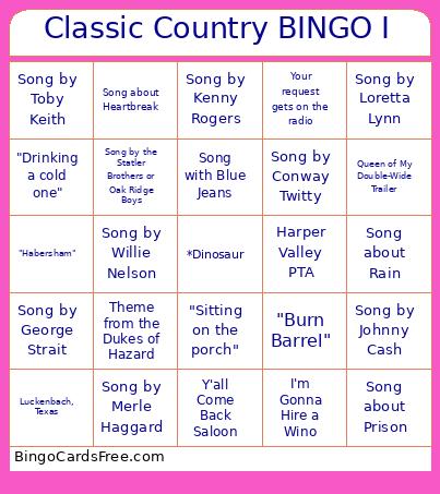 Classic Country I Bingo Card