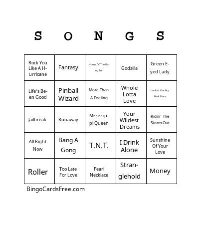 Classic Rock V02 Bingo