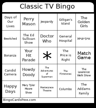 Classic TV Bingo