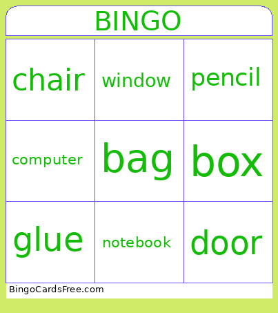 Classroom Life Bingo Card