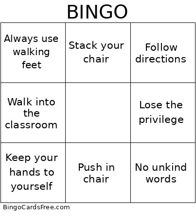 Classroom Norms Bingo Card