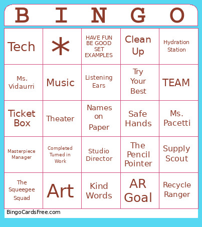 Classroom Rules And Helpers Bingo Card
