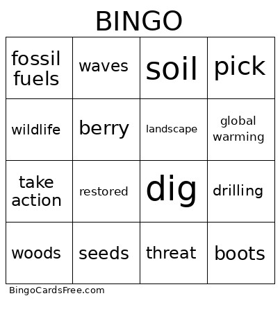 Clean And Green Bingo Card