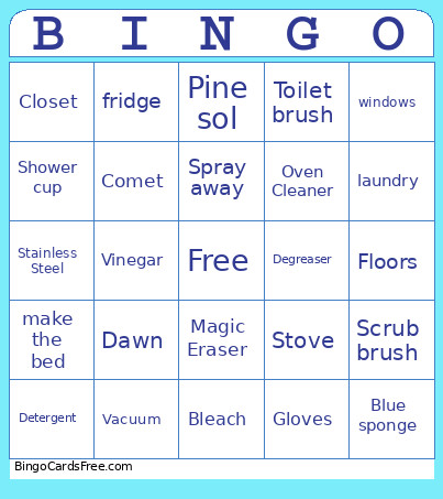 Cleaning Bingo Card