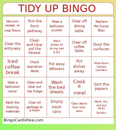 Cleaning for Guests Bingo