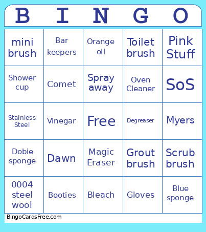 Cleaning Products Bingo Card