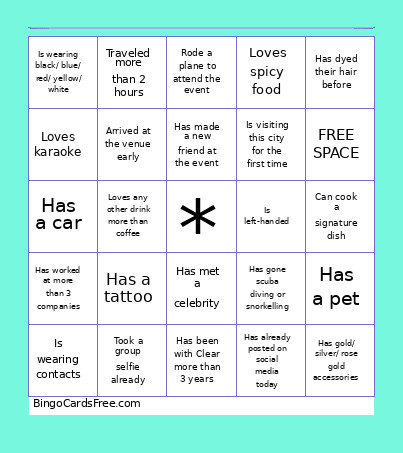 CLEAR FIESTA 2026 Bingo Card