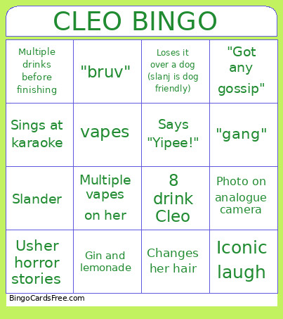 CLEO Bingo Card