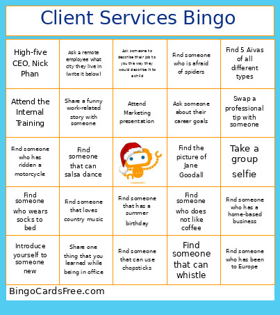 Client Services Bingo Card
