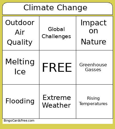 Climate Change Bingo Card