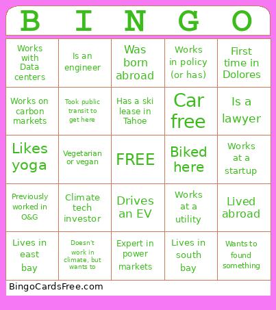Climate Hang Bingo