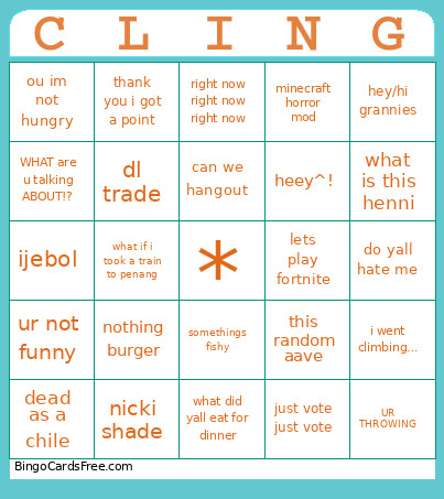Clingfilm Bingo Card