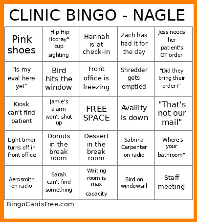 CLINIC - NAGLE Bingo Card