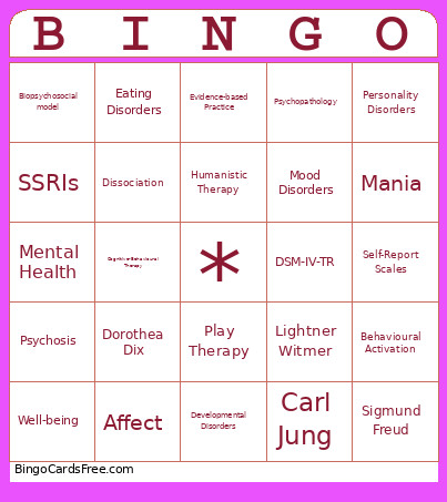 Clinical Psychology Bingo Card