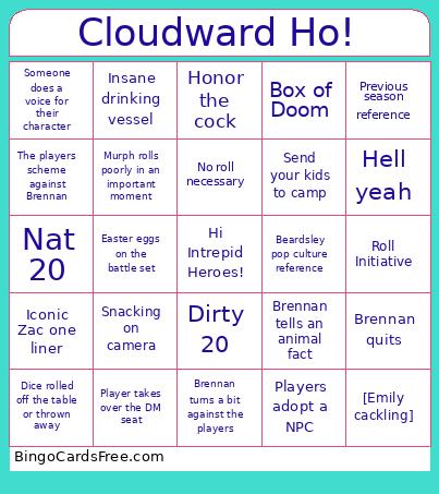 Cloudward Ho! Bingo