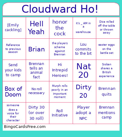 Cloudward Ho! V4 Bingo Card