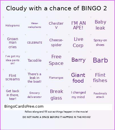 Cloudy with a chance of BINGO 2