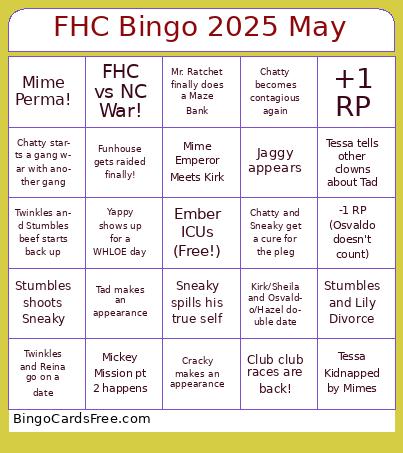 Clowns Bingo May 25