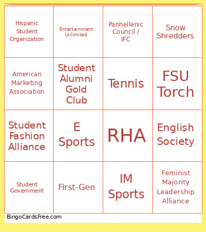 CLUB FEST Bingo Card