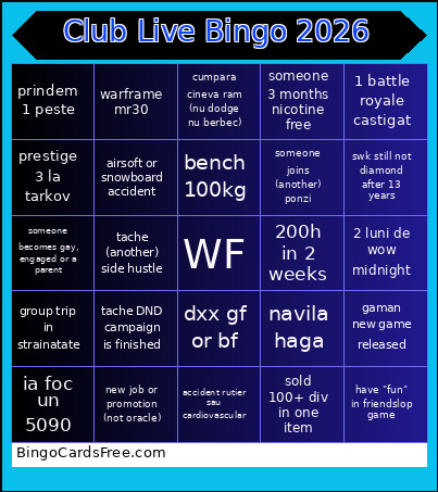 Club Live 2026 Bingo Card