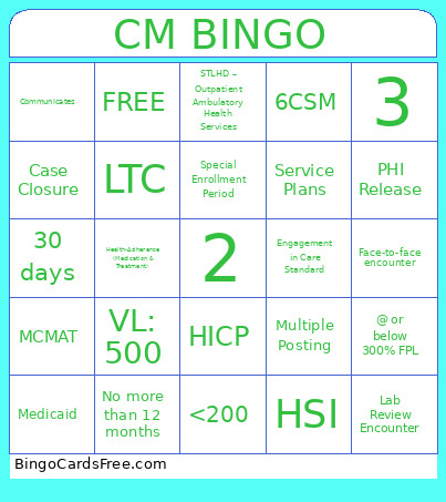 CM Bingo Card