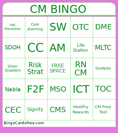 CM Bungo Bingo Card