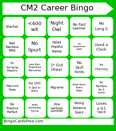 CM2 Career Bingo Card