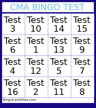 CMA TEST Bingo Card