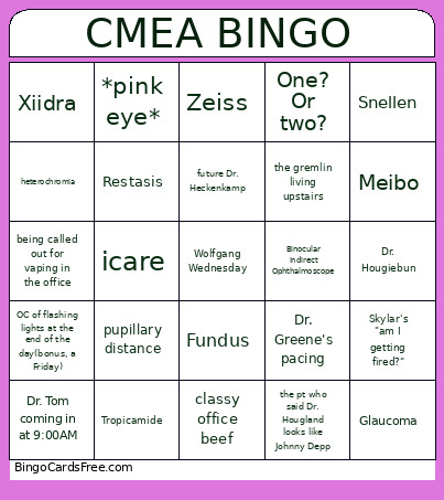 CMEA Bingo Card