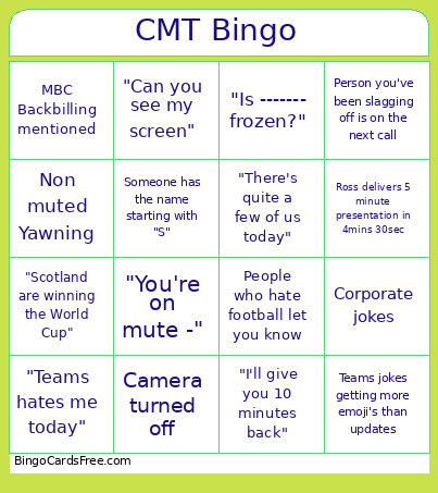 CMT Bingo Card