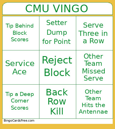 CMU VINGO 1 Bingo Card