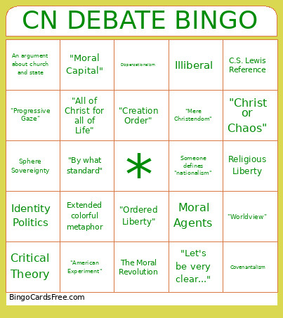 CN DEBATE Bingo Card