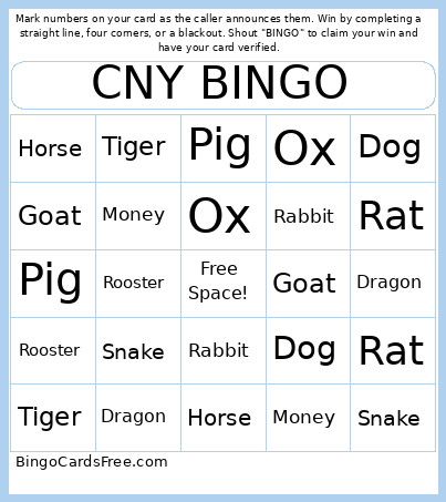 CNY Bingo Card