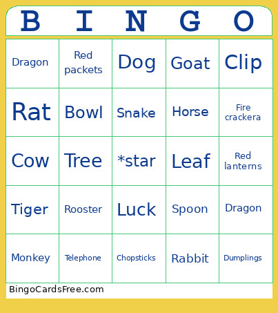 CNY Game 2307 Bingo Card