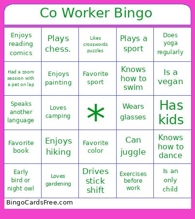 Co Worker Bingo