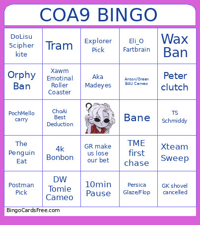 COA9 Bingo Card