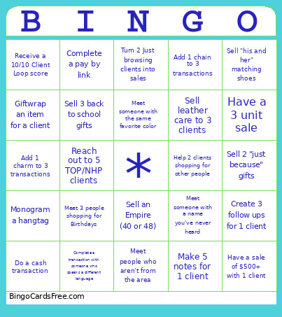 Coach Bingo Card
