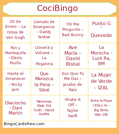 Coci Bingo Card