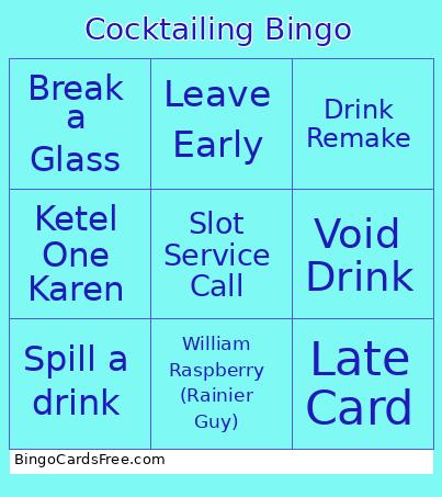 Cocktailing Bingo Card 2
