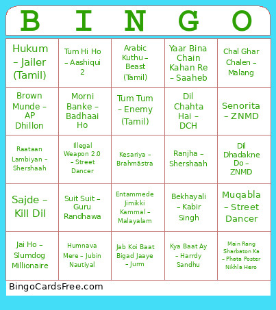 Coco Night Bingo Card