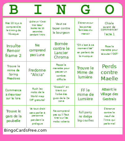 COE33 Bingo Card