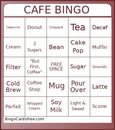 Coffee Bingo Card